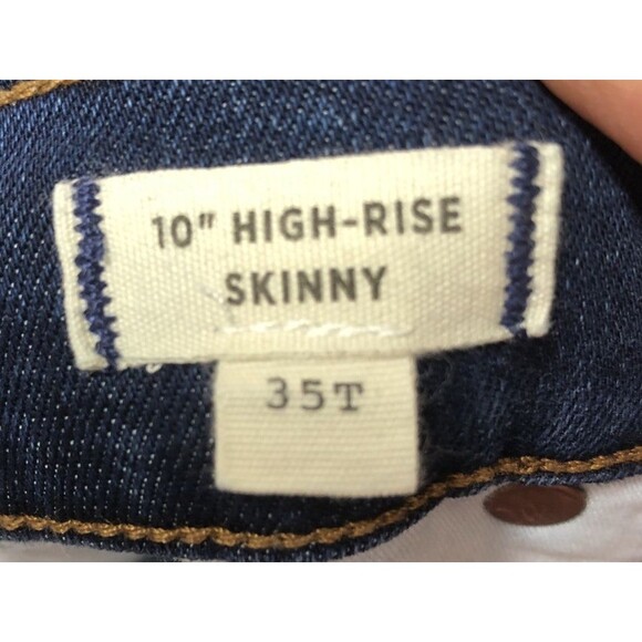 Madewell Denim Jeans Size 35T 10"High Rise Skinny Dark Distressed - Picture 16 of 16